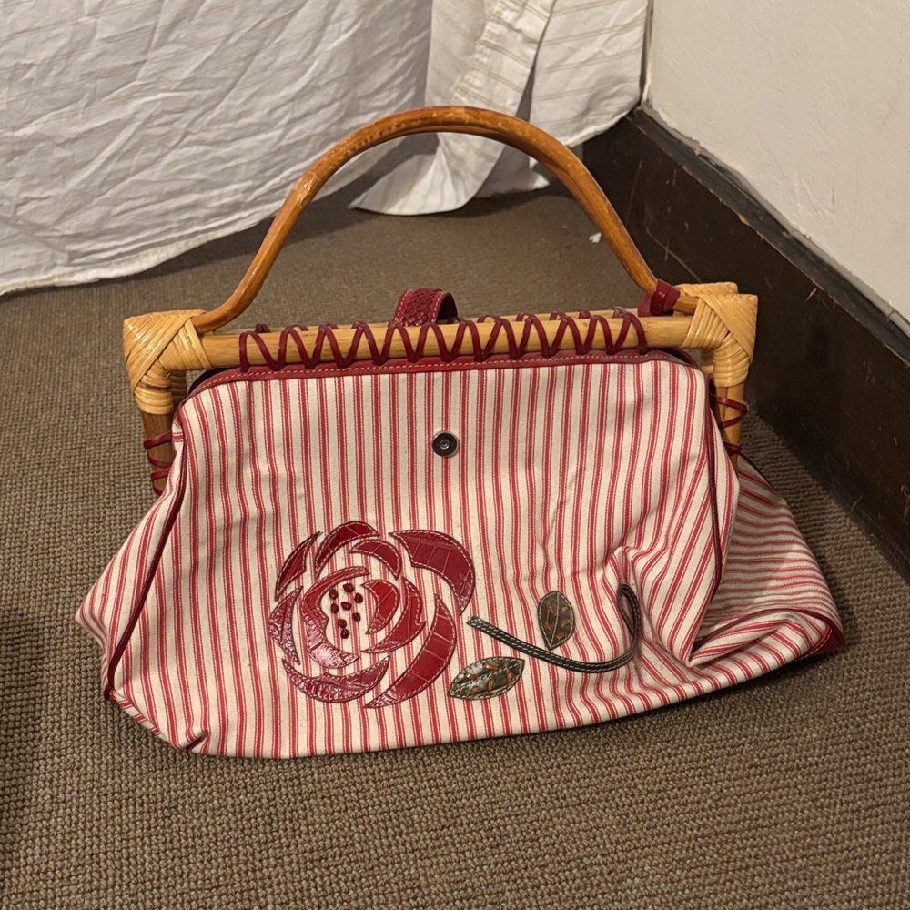 Striped Red and Cream Handbag